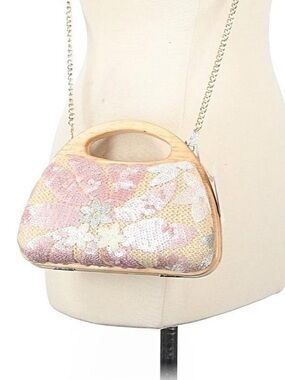 NWT Haute Hippie Wood and Sequin Bag